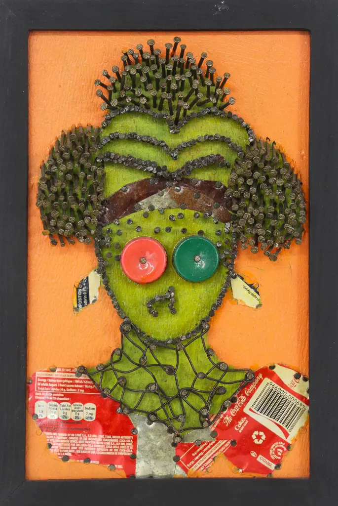 SYLO-019b, Inconnus connue inconnus III, Syl Loko, 2023, Nails, acrylic on plywood, 20 x 30 cm.webp